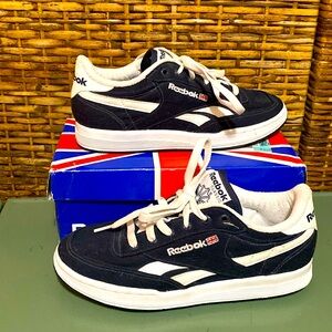 Vtg NIB 1980 Reebok classic black white nylon suede sneakers tennis shoes 6 1/2